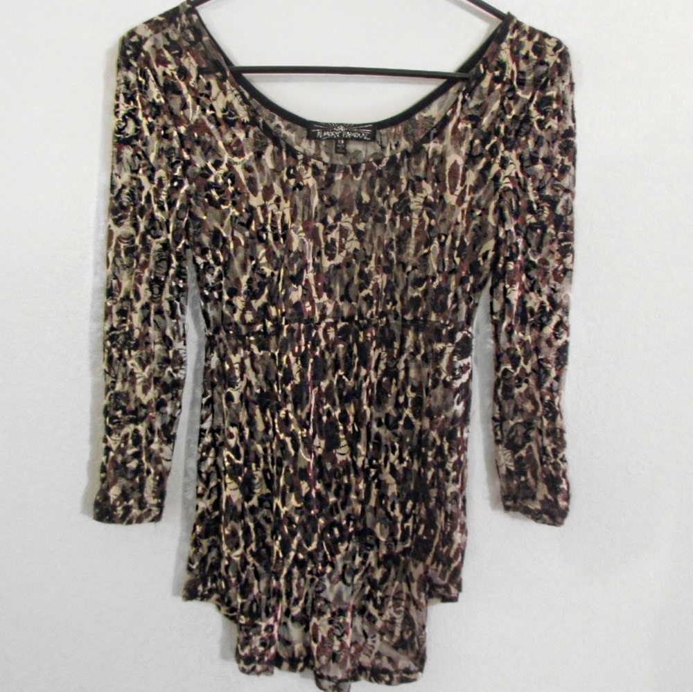 Almost Famous Black & Tan Blouse Size XS